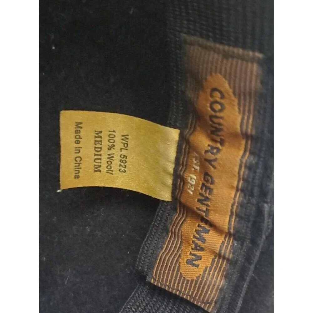 VVTG Country Gentleman Black Wool Flat Cap Cabbie Hat Men's Size M - Fair/TLC